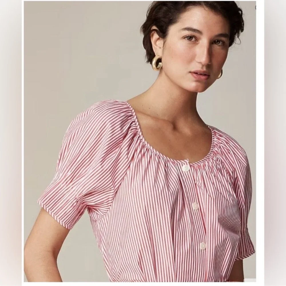 J. Crew Pink Striped Midi Dress